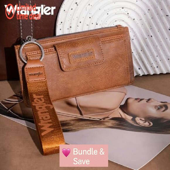 Faux Leather Wristlet Wallet with RFID Protection & Coin Purse - Picture 3 of 7